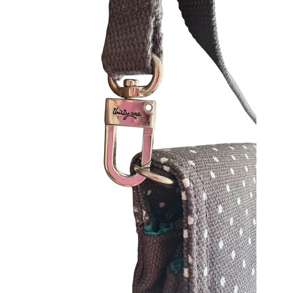 Thirty-One 31 Double Up Crossbody Purse Charcoal Gray Swiss Dot City NWOT - Picture 5 of 11